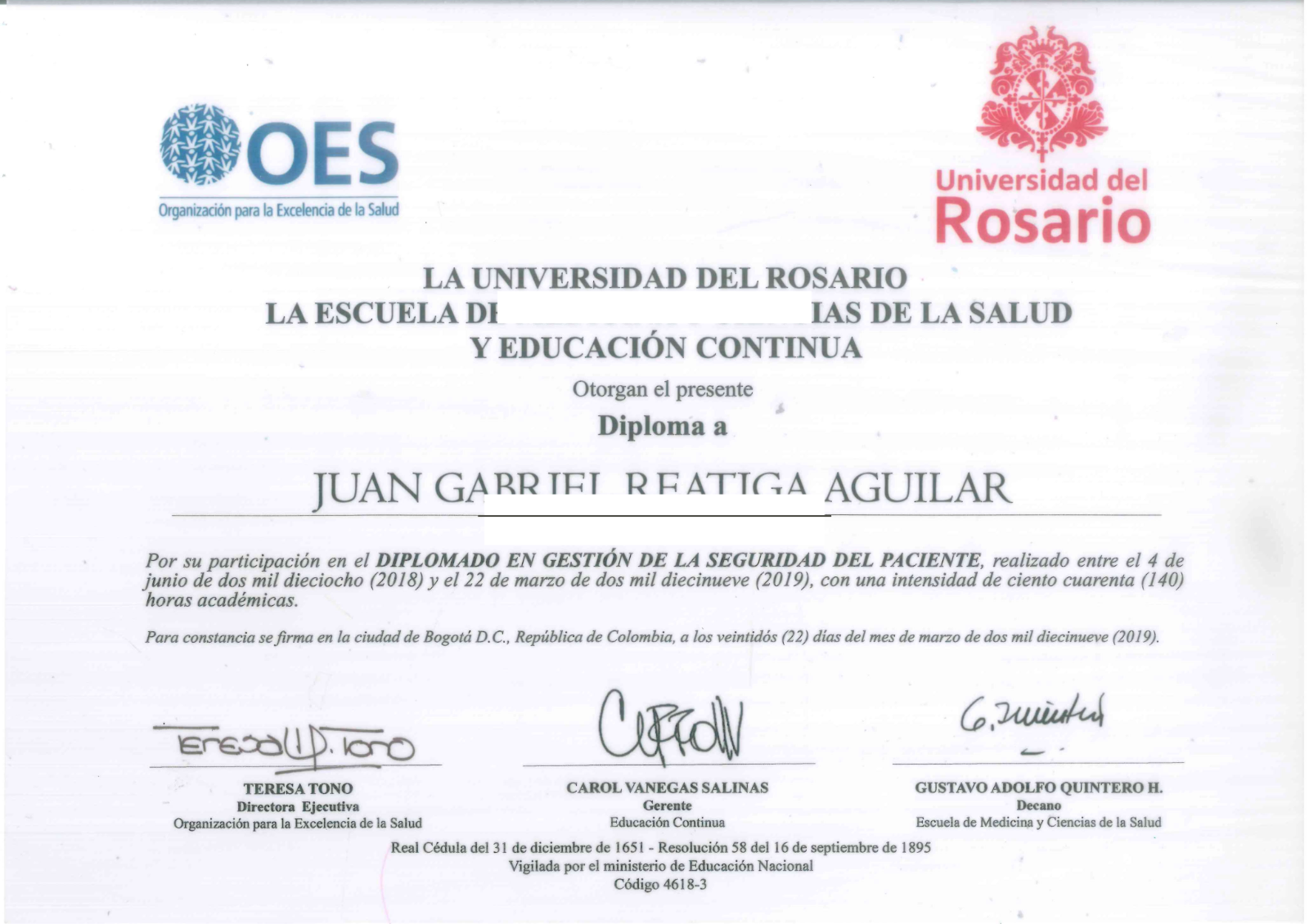 Diplomado en Gestión de la Seguridad del Paciente — Universidad del Rosario
