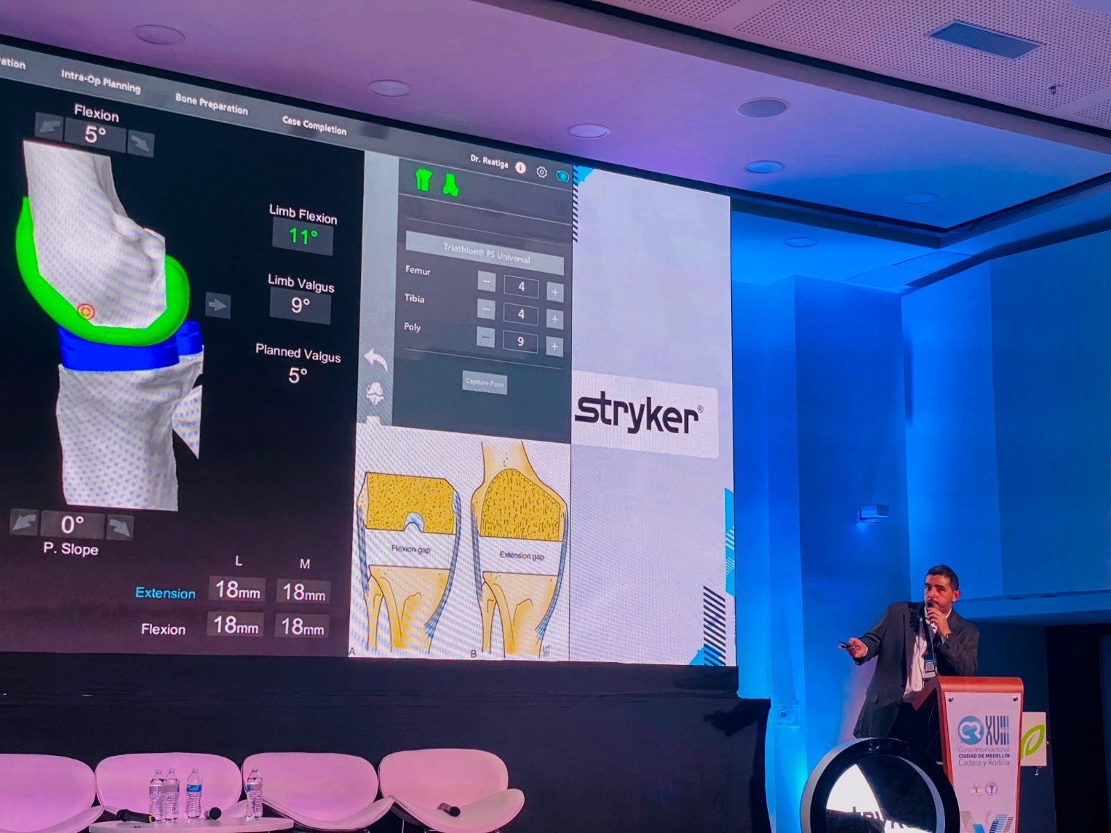 El Dr. Reátiga en conferencia sobre MAKO en el Curso Internacional de Cadera y Rodilla de Medellín, 2023